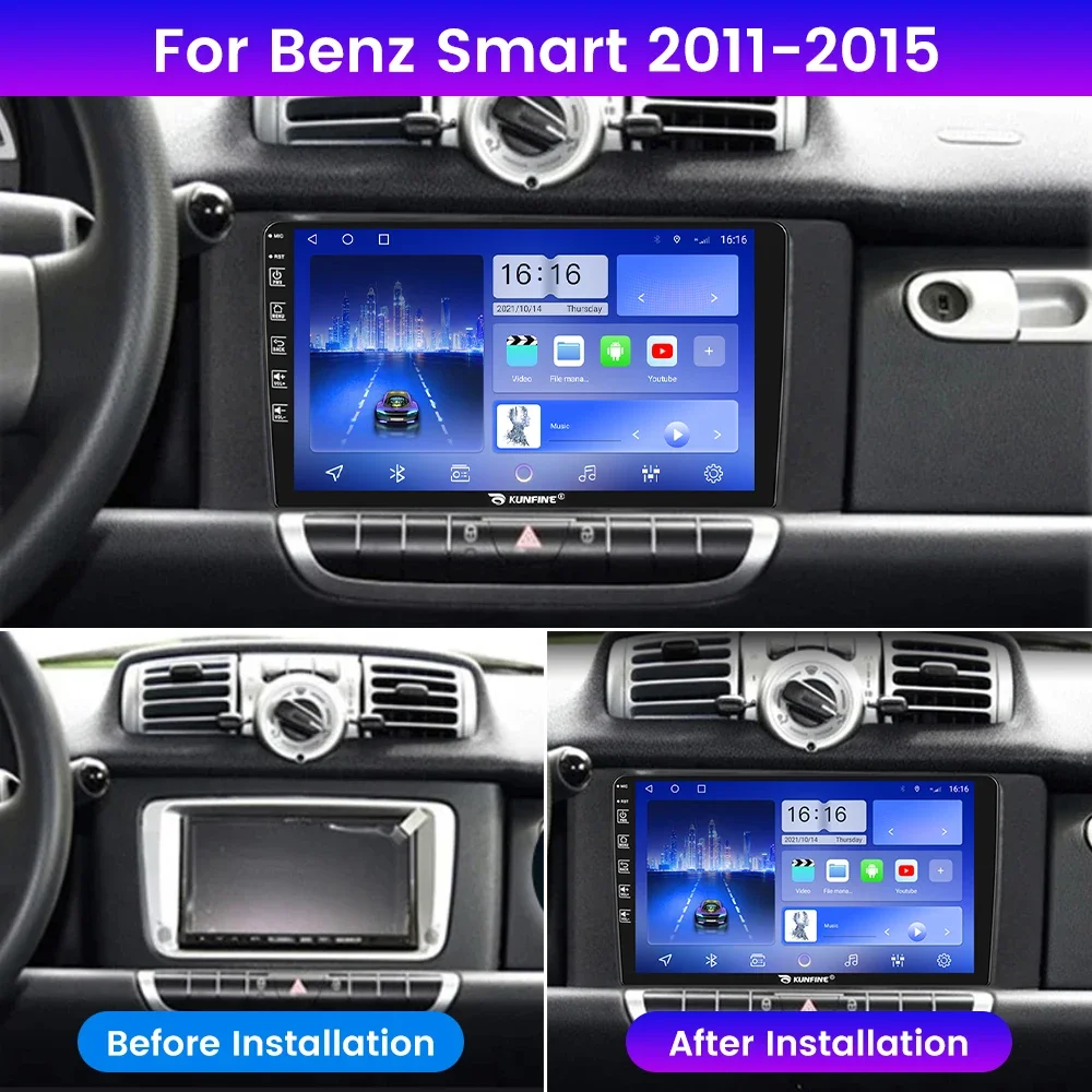 Android Car Radio For Benz Smart 2011-2015 Car Stereo 2Din Octa Core GPS Navigation Player IPS Screen Carplay Android Auto