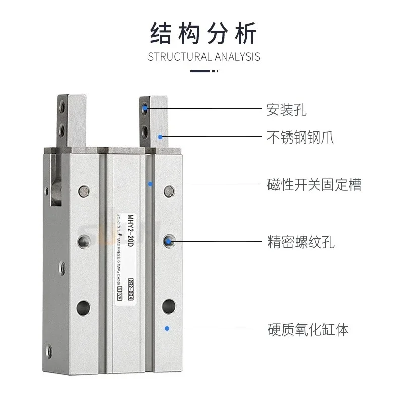 Open and close pneumatic finger cylinder MHY2-10D/16D/20D/25D air claw small manipulator accessories