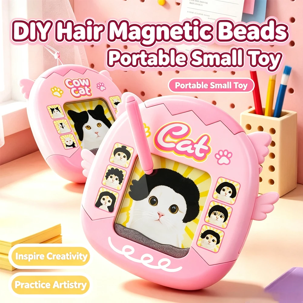 1/2pcs Magnetic Drawing Board Keychain Cute Cat Hair Salon DIY Stylist Doodle Pad Portable Educational Toys Party Birthday Gift