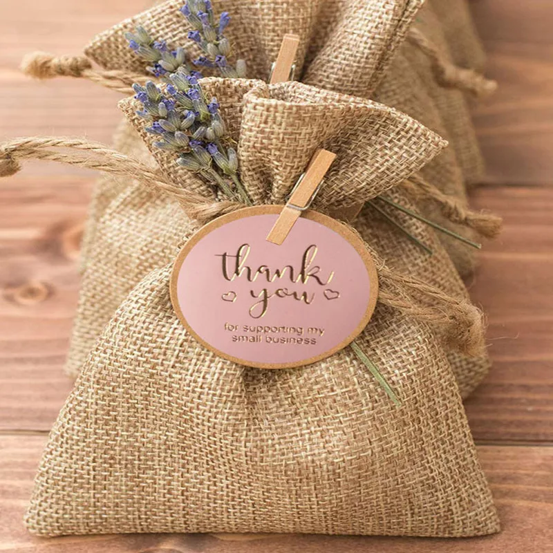 500 stücke/Rolle Runde Rosa Bronzing "Danke für Unterstützung Meine Kleine Business" Aufkleber Für Handgemachte Backen paket Decor Aufkleber