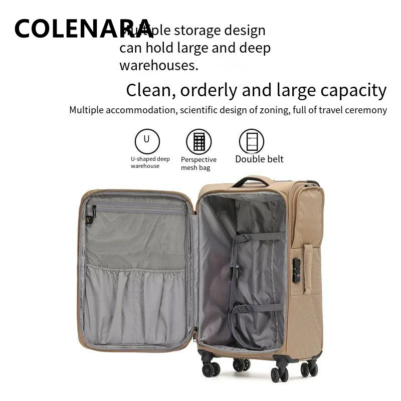 COLENARA-Valise de voyage Oxford Grill, bagage de cabine, valise à roulettes ultra-légère, boîte d\'embarquement étanche, déterminer, 24 po, 28 po,