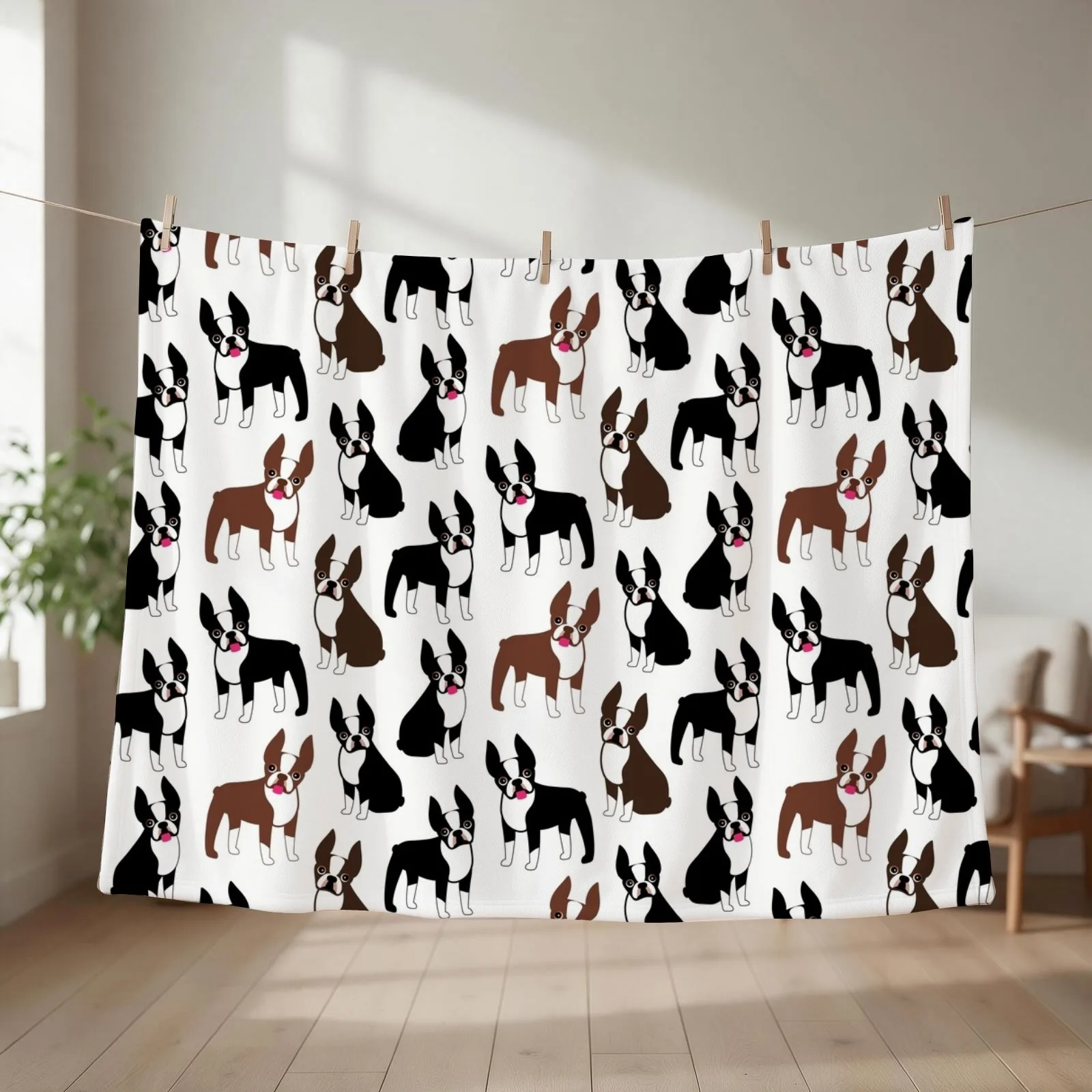 Boston Terriers Throw Blanket couch cozy soft plush fuzzy picnic outdoor blanket
