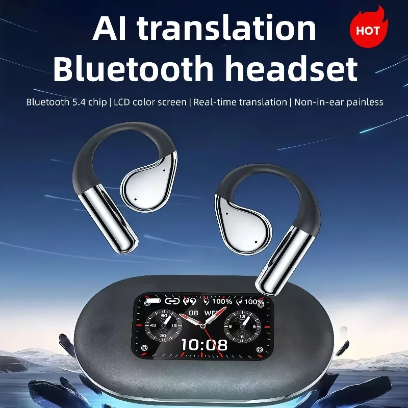 Fones de ouvido sem fio bluetooth 5.4 q31 tradução ia com controle de botão redução de ruído ganchos à prova d'água ipx5
