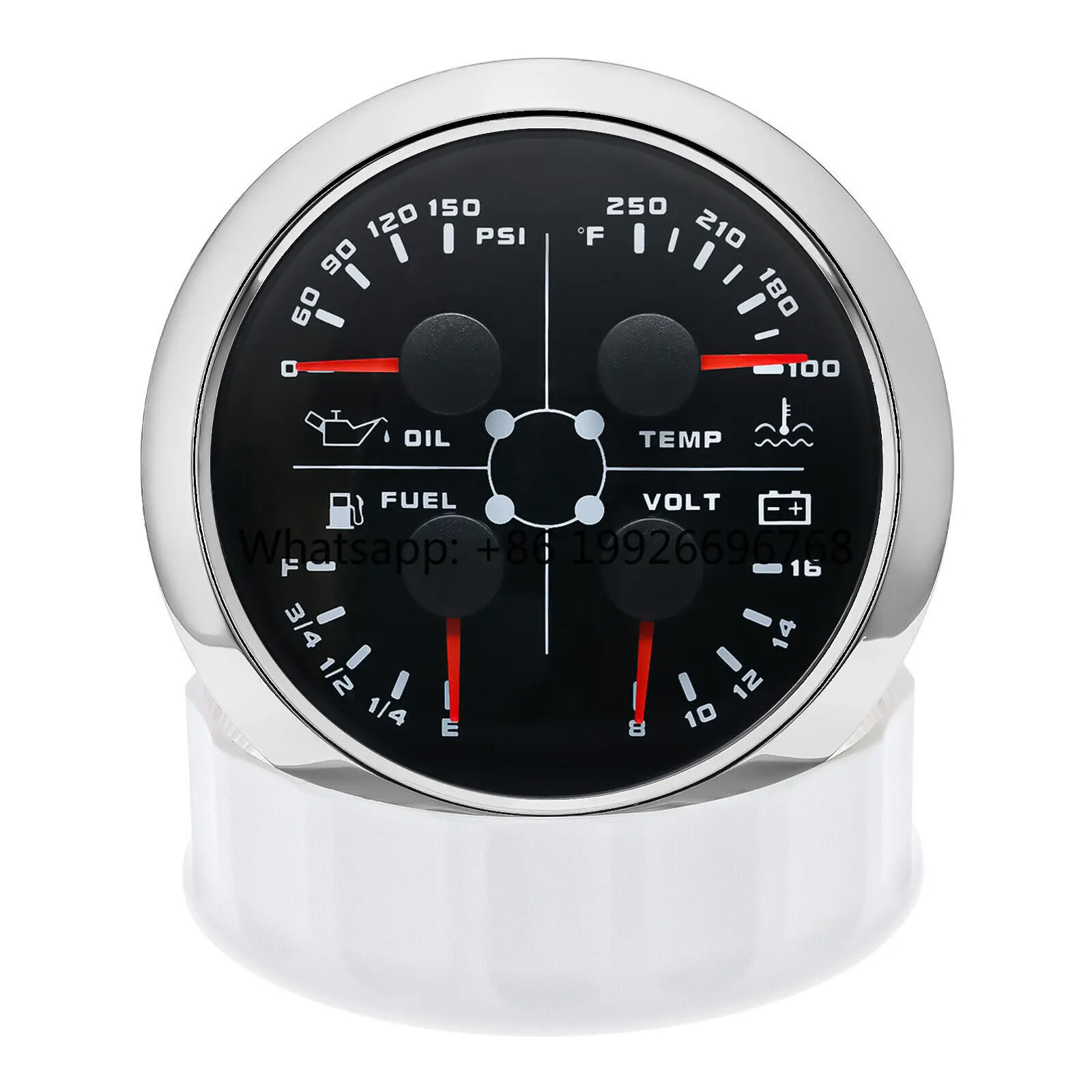 

85mm 4 In1 Gauge Fuel Level Gauge Water Temp Oil Pressure Voltmeter Waterproof