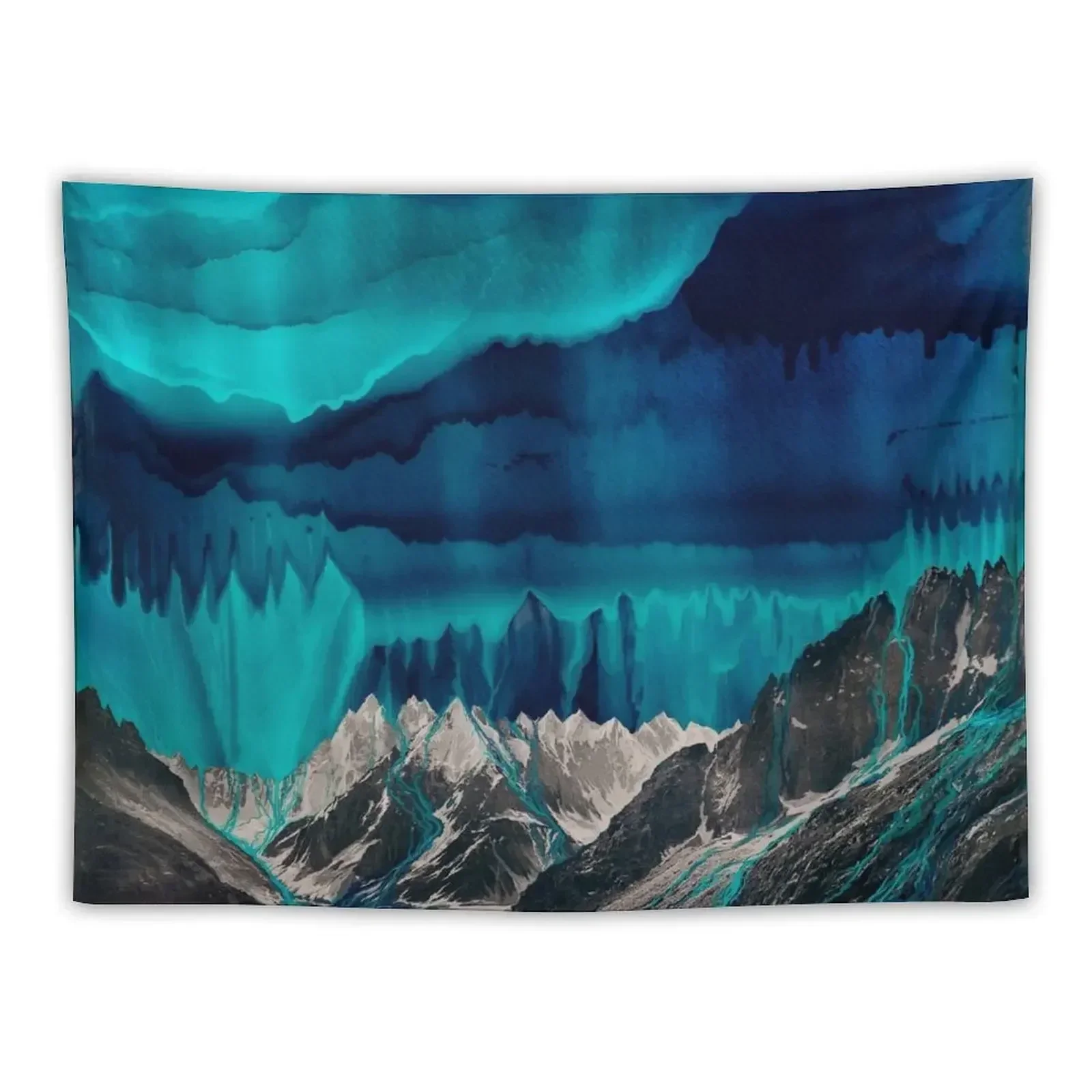 Skyfall, Melting Blue Mountain Clouds Tapestry Korean Room Decor Wall Carpet Wall Decoration Items Tapestry