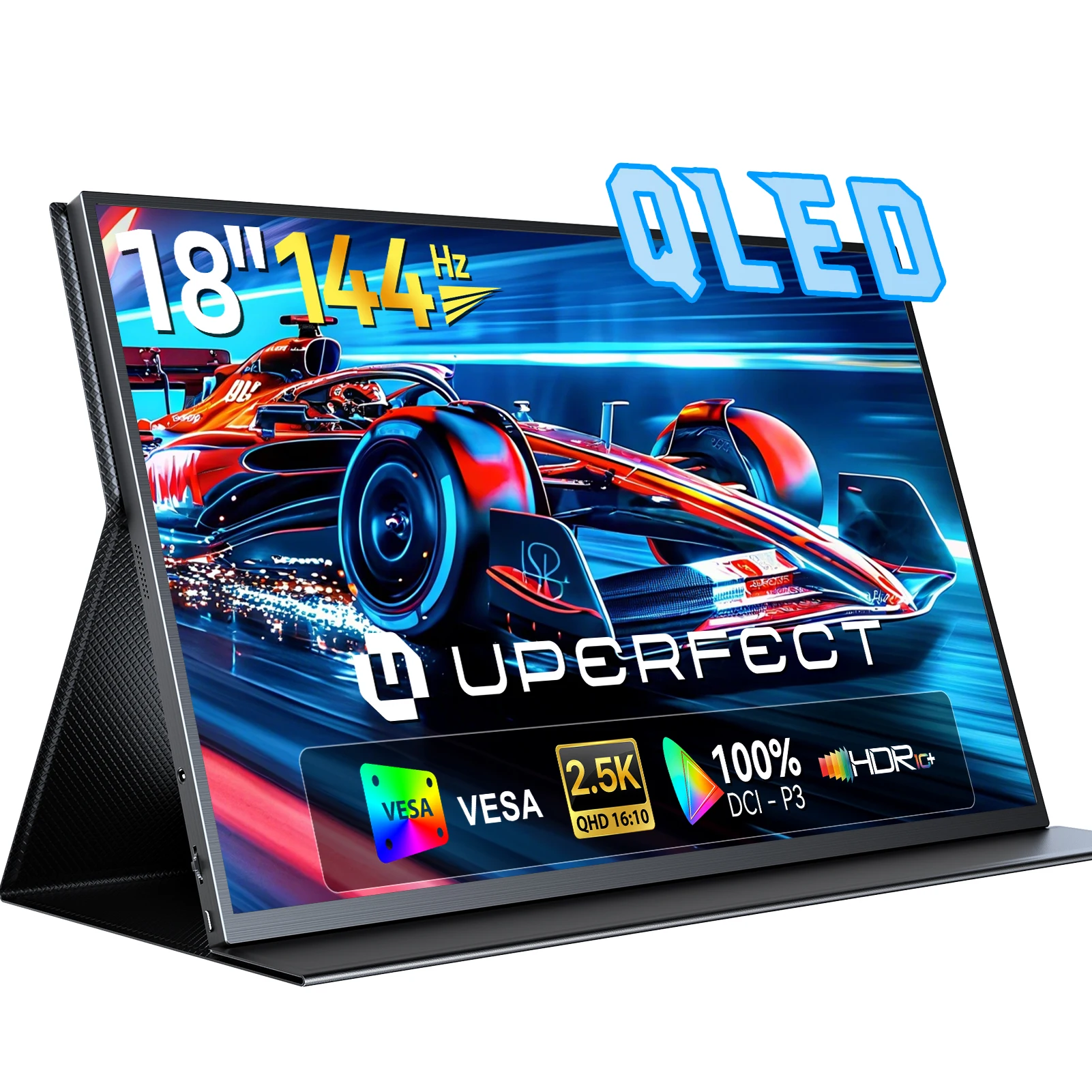 UPERFECT 2K 144Hz Tragbarer Gaming-Monitor 18" 2560x1600 QHD 100% DCI-P3 FreeSync HDR Laptop für Spielkonsole Steam Deck PC Telefon