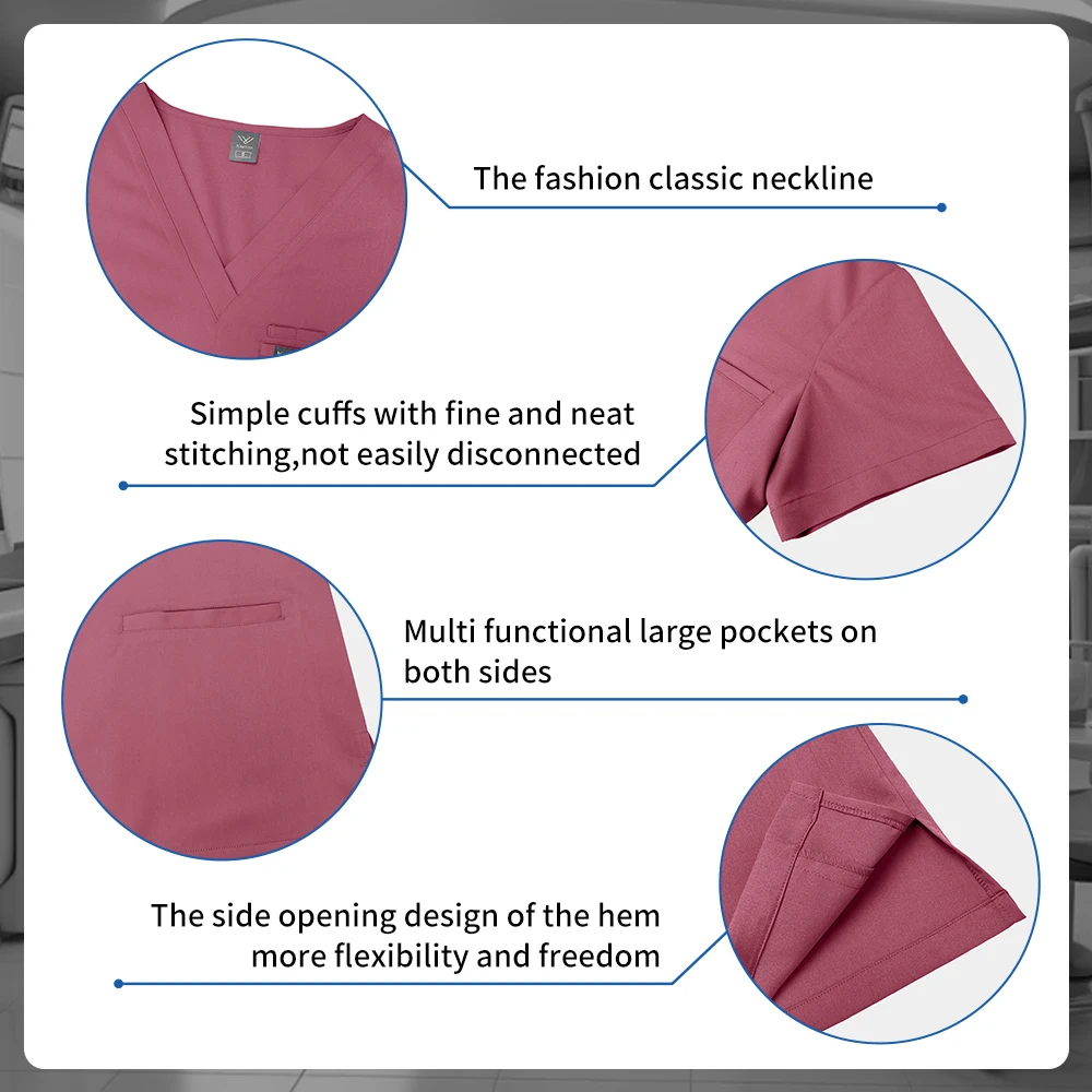 Pure สีเครื่องแบบทางการแพทย์ผู้หญิงโรงพยาบาลทันตกรรมหมอชุดทํางานแขนสั้นสัตว์เลี้ยง Veterinary ขัดเสื้อผ้าสปาบริการ Overalls