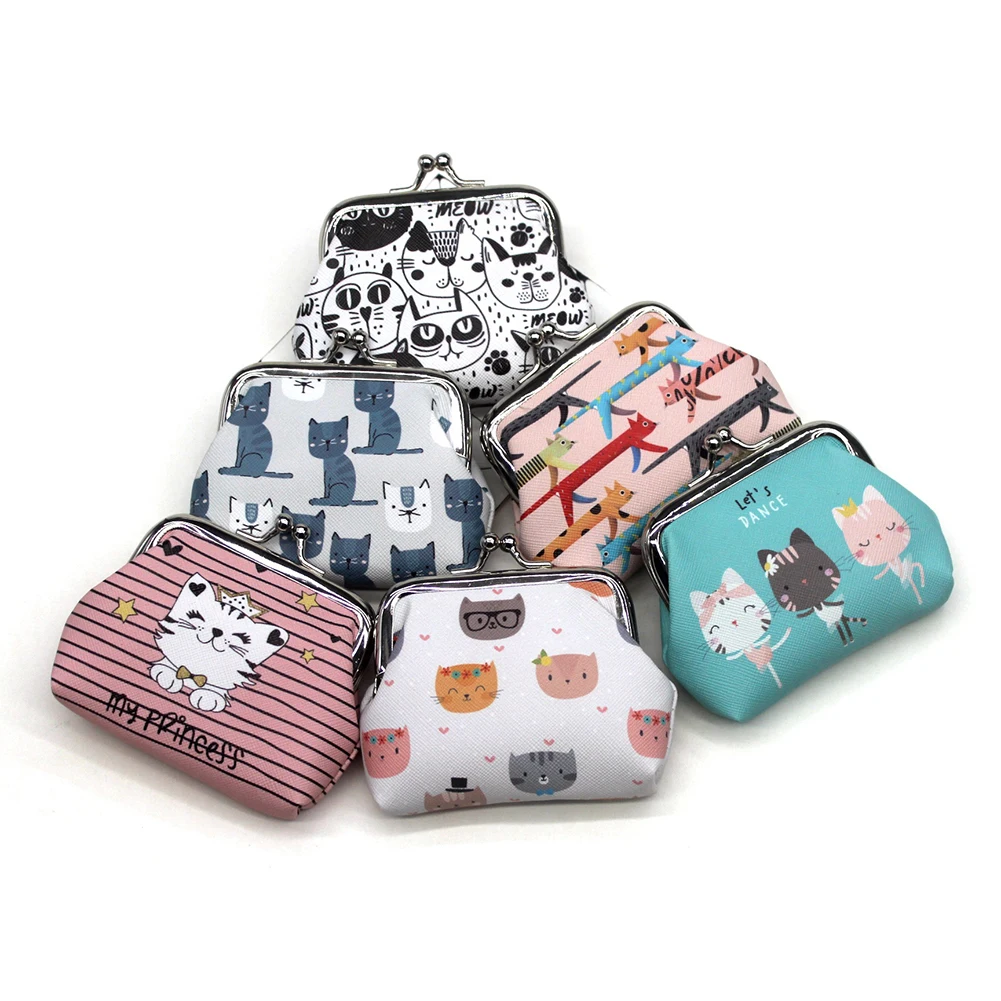 Women Mini Wallets Cartoon Cat Coin Purses Kids Clutch Money Bags Female Pouch Hasp Change Purse Cute Girls Coin Wallet Carteir