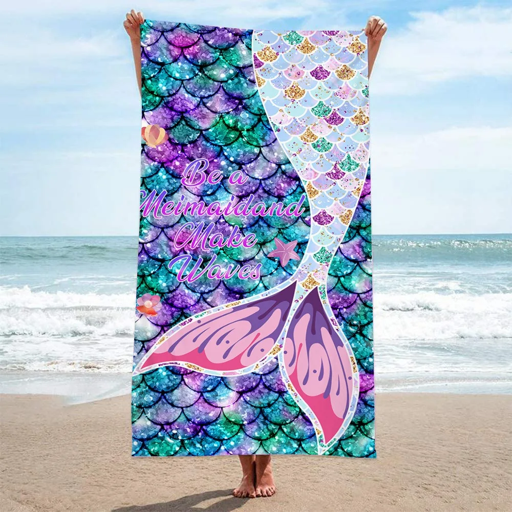 Summer Pineapple Seahorse Sea Turtle Print Polyester Beach Towel Quick Dry Sand Free Bath Towel for Pool Travel Vacation