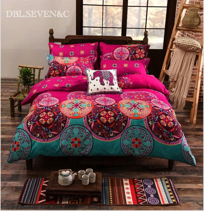 2/3pcs Bohemian style Stitch Linens printing bedding set room decor bed linen home bed quilt duvet cover set with pillow cover