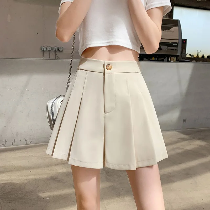 S-5XL Pleated Shorts Women Solid Design High Waist All-match Summer Ulzzang Casual Fashion Ladies Classic Hot Sale Юбка Женская