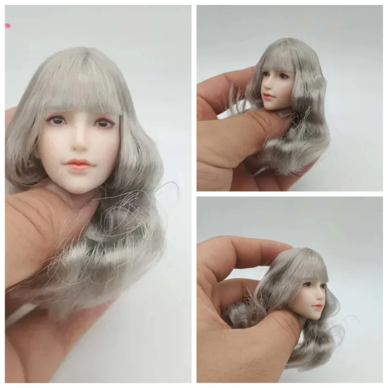 

1/6 Scale Cute Silver Hair Girl Head Sculpt Super Duck SDH017C Head Carving Toy pale for 12in Ph Tbl Action Figure