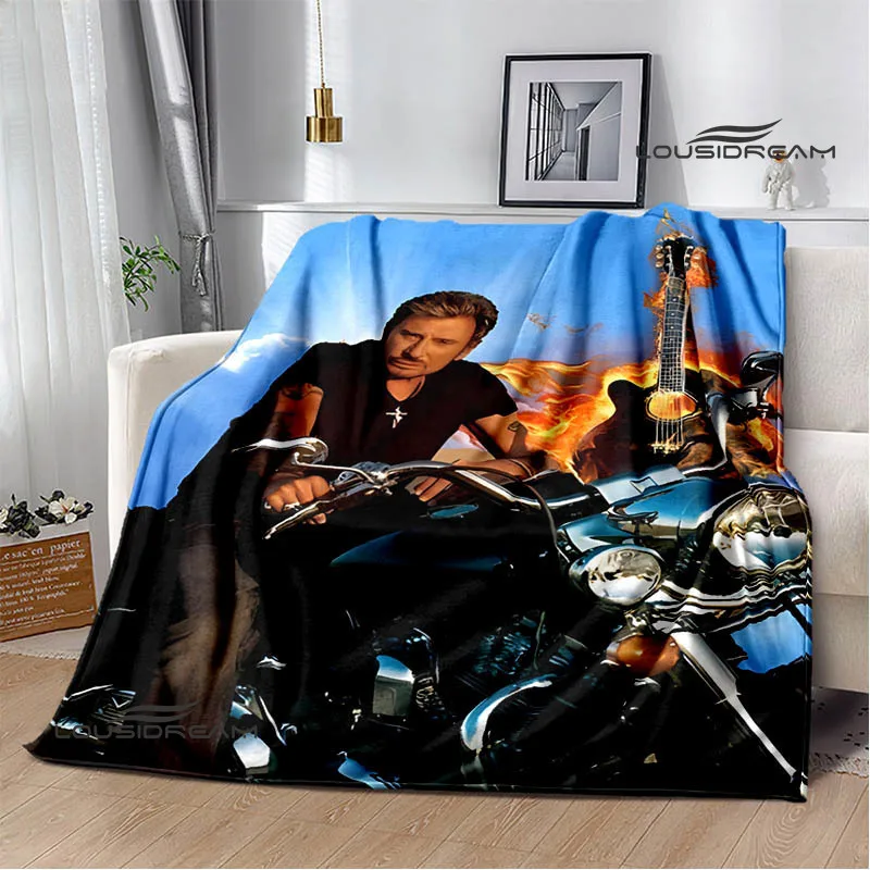 Manta de franela con estrella de Rock francés Johnny Hallyday, manta de viaje para el hogar, manta cálida de moda, forros de cama, regalo de