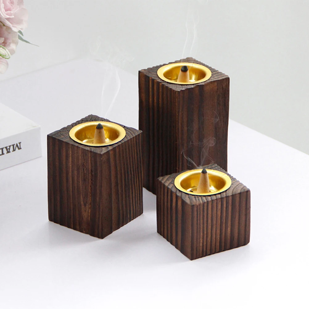 

Incense Burner Set Chic Aroma nace Decorative Wooden Censer Stove Home Desktop Square Shaped Cone Dining Room Table
