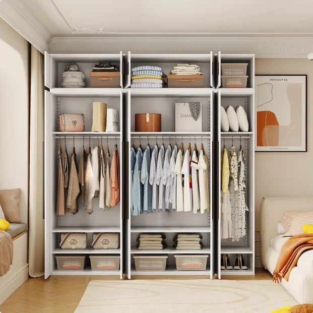 Factory Supply Modern Bedroom Wardrobe Metal Storage Cabinet for Clothes Balcony Lockers Storage Wardrobe Cabinetspromote sales