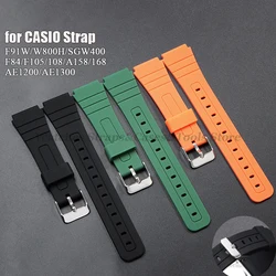 Soft Silicone Watch Strap for CASIO F-91W W-800H SGW400 F84 F105/108 A158/168 AE1200/1300 18mm Men's Rubber Sport Wrist Bracelet