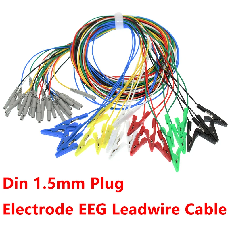 

24pcs Din 1.5mm To Nickel-plated Brass Alligator Clip Electrode EEG Leadwire Cable Brain Signal Amplification Devices,L=1.5m.