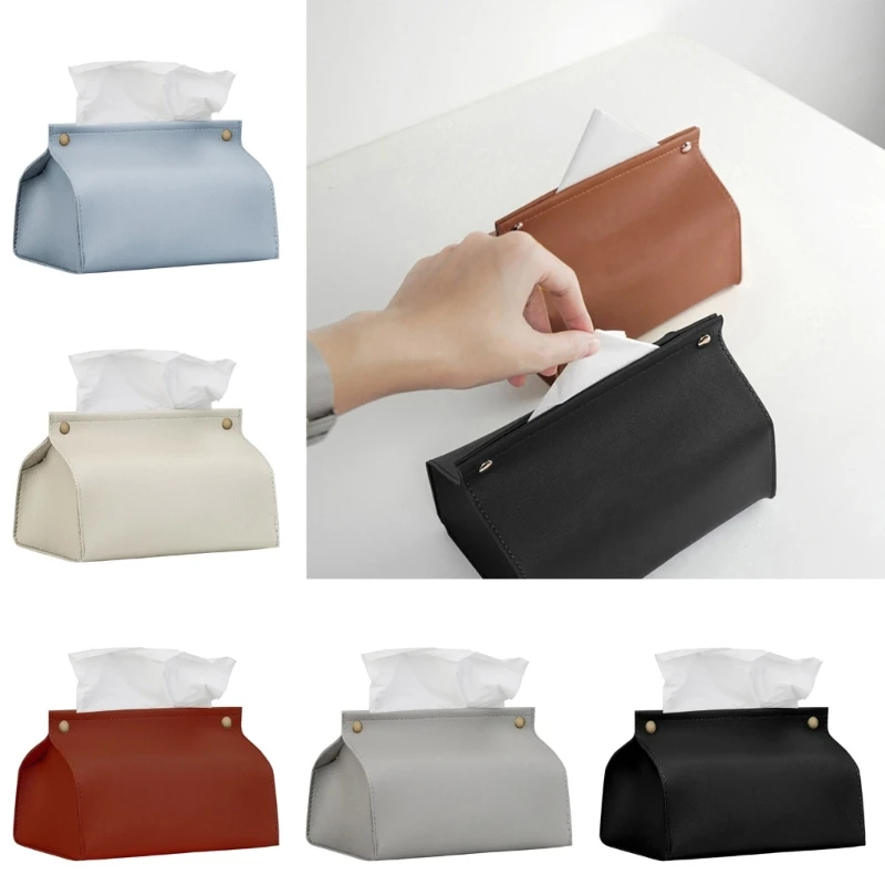 K1MF PU Leather Tissue Bag Multipurpose Organize Pouch Outdoor Traveling Camping