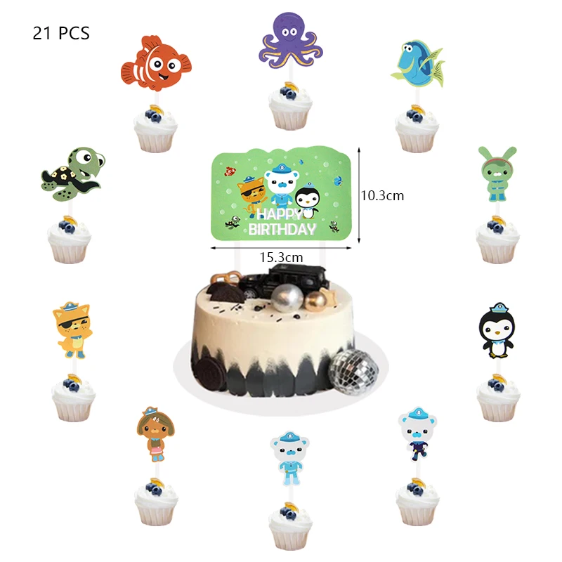 Octonauts Geburtstagsparty-Dekoration, Aluminiumfolienballon, Latex, Kinder-Eventzubehör, Einweggeschirr, Banner, Hintergrund, Geschenk