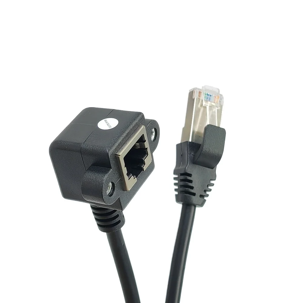 

RJ45 CAT5 Интернет Ethernet Удлинительный кабель штекер до 90 градусов Гнездо с креплением винт сиденья провод 1 м