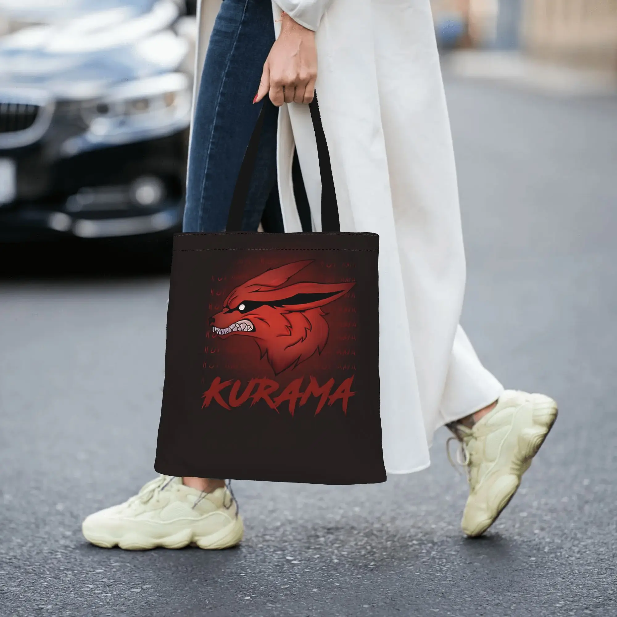 Fashion shopping bag Leisure and entertainment Doodle Fox  Canvas NARUTO Canvas Tote Bag Women'S Shoulder Handbag