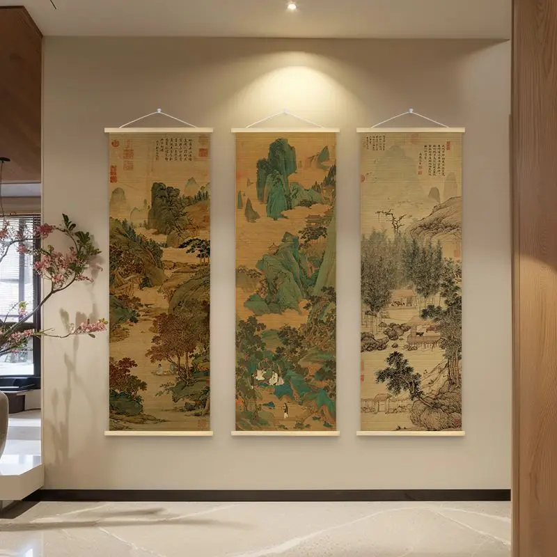 Chinese Style Bamboo Art Karesansui Scroll Tapestry - Zen Rock Wall Decor for Study, Tea Room & Living Room Background