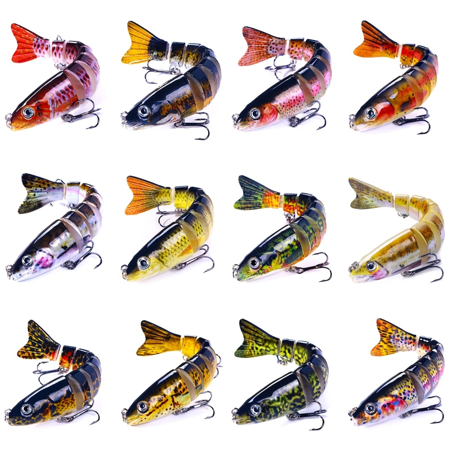 12pcs Sinking Jointed Bait Fishing Lures Box Kit - 5.04in (12.8cm) 18g - Catch More Fish!