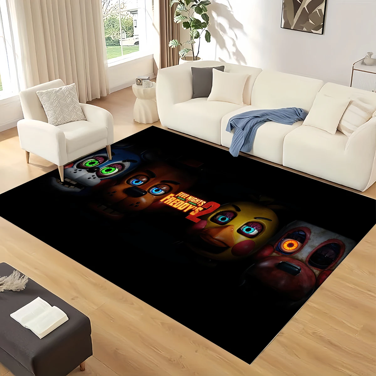 3D Cartoon F-FNAF Survival Horror Game Large Carpet – Non-Slip Soft Floor Mat for Game Room, Bedroom,Dorm,Halloween & Gift