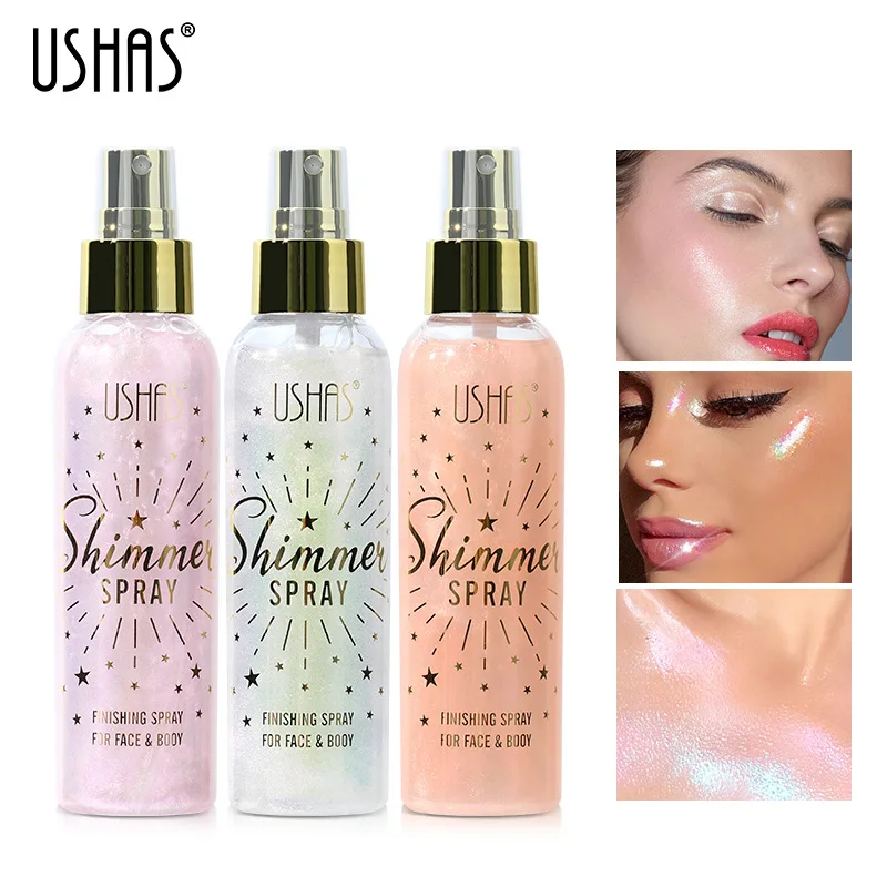 Cross Border Ready Stock Flowing Glitter Setting Spray Pearlescent Long Lasting Waterproof Sweat Proof European American Makeup