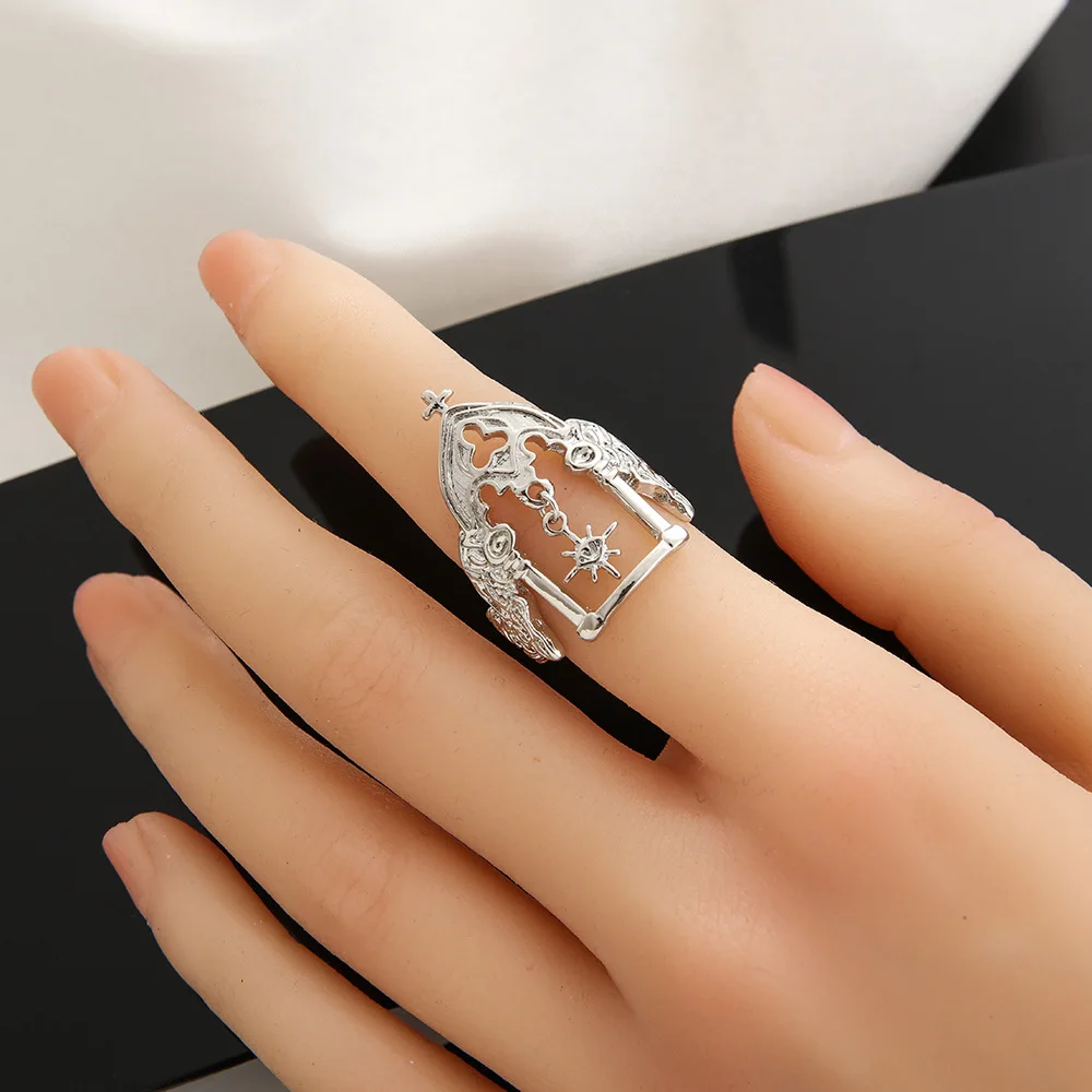 الرجعية القرون الوسطى القلعة قابل للتعديل حلقة مفتوحة للنساء الشرير القوطية منفعل زوجين مجوهرات خمر للجنسين اكسسوارات هدية لعشاق