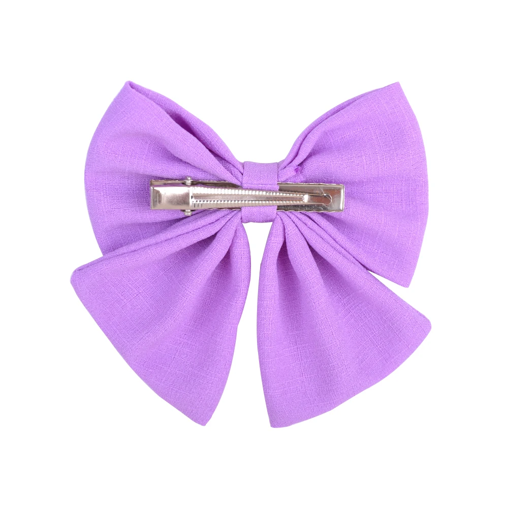 2Pcs Solid Color Cotton Hair Bows With Clip For Children Girls Handmade Hairpins Barrettes Headwear Kids Hair Accessories Gifts