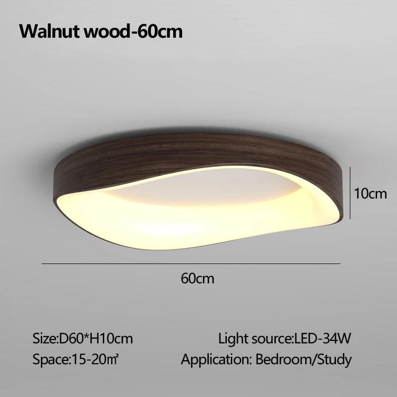 Nordic Wood Plafond Licht Ronde Log Walnoot Remote Home Armatuur Geleid Voor Studie Woonkamer Hal Slaapkamerdecoratie Verlichting