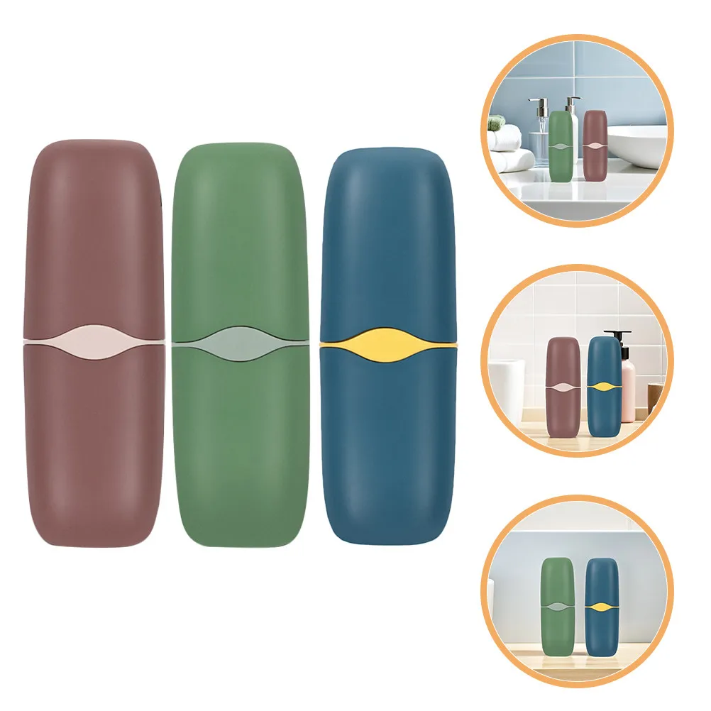 3Pcs Travel Toothbrush Storage Box with Detachable Mouthwash Cup Portable Toothbrush Holder Cup for Luggage Essentials