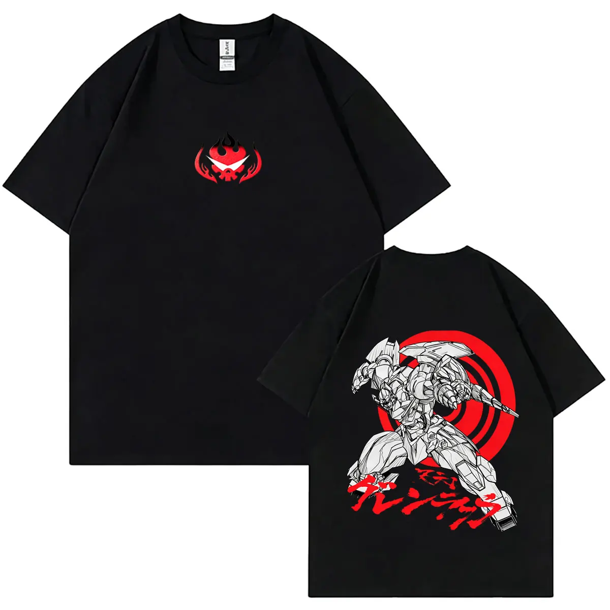 Anime Tengen Toppa Gurren Lagann T Shirts Men Women Clothing Manga Oversized Crewneck T-shirt Men's Cosplay Tshirt Streetwear