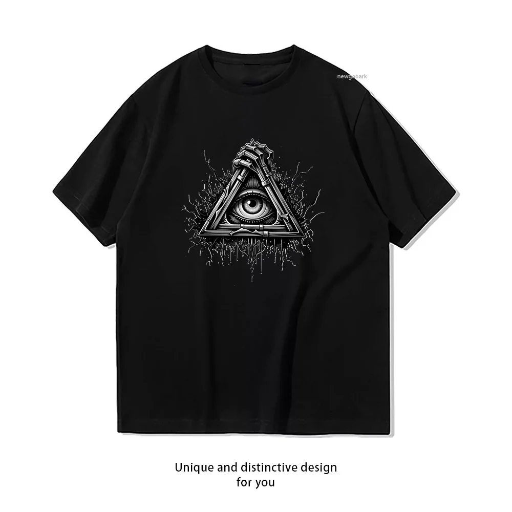 All Seeing Eye Pyramid T-Shirt Design  Casual Cotton Short Sleeve Tee for Men Women