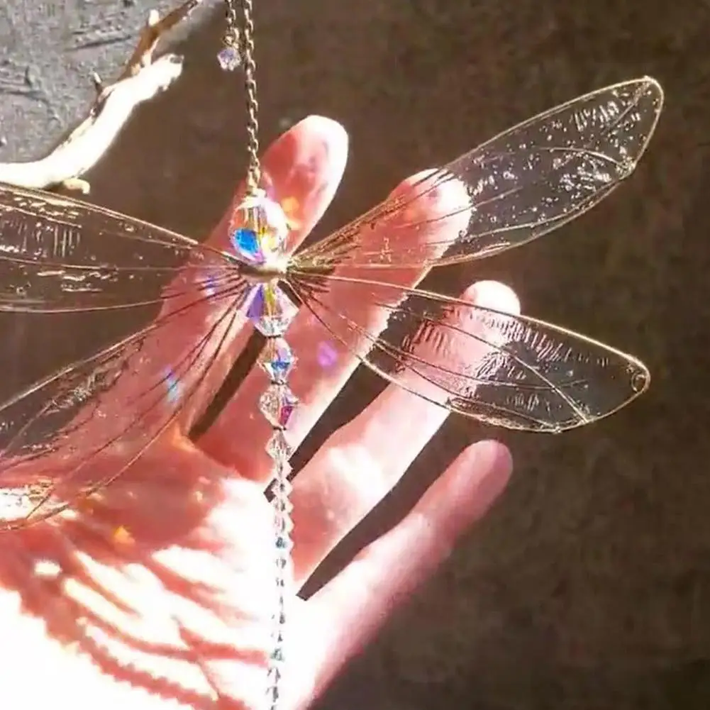 Dragonfly Crystal Suncatcher Garden Wind Chimes, Creative Metal Wing, Butterfly, Home Decor, Window, Car Ornaments, House Decora