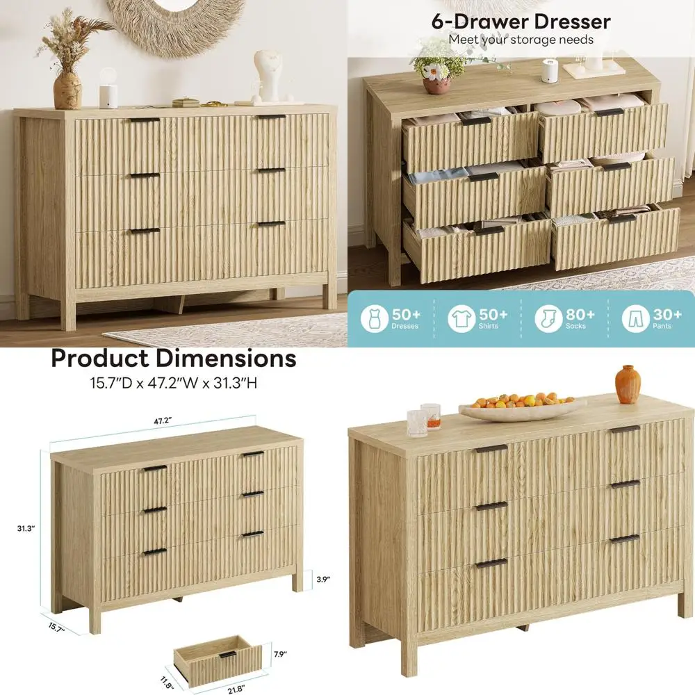 rattan nightstand set of 2 with charging station, natural rattan night stand with 3 large wicker decorated drawers, boho bedsid