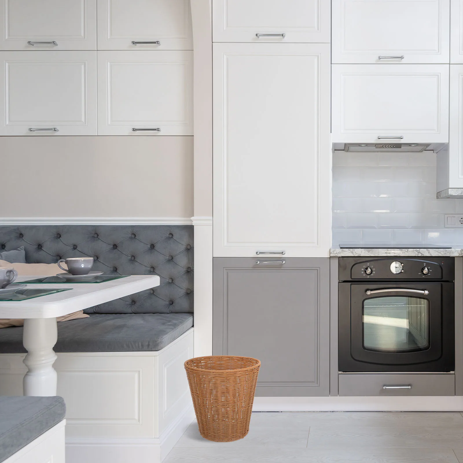 

Rattan Trash Can Woven Basket For Kitchen Bedroom Living Room Storage Organizer Fruit Sundries Basket Waste Bin