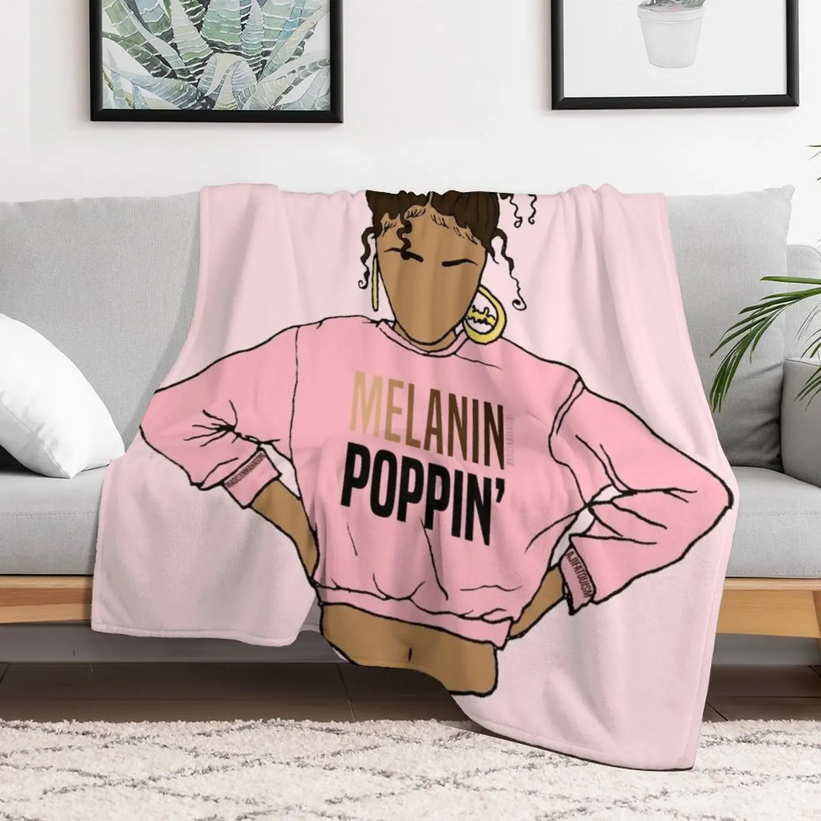 2BUNZ (MELANIN POPPIN') ABA Throw Blanket warm winter Luxury Designer Designers Single Blankets