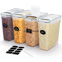 4L Cereal Storage Containers with Lids Airtight Food Moistureproof Tank with Label Stickers Kitchen Organization Box
