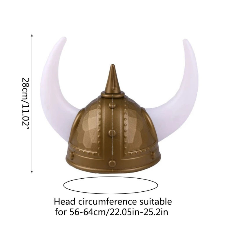 Casco da guerriero medievale in plastica con corno Gioco ruolo Accessori per costumi da festa Cappello Dramma Gioca Costume