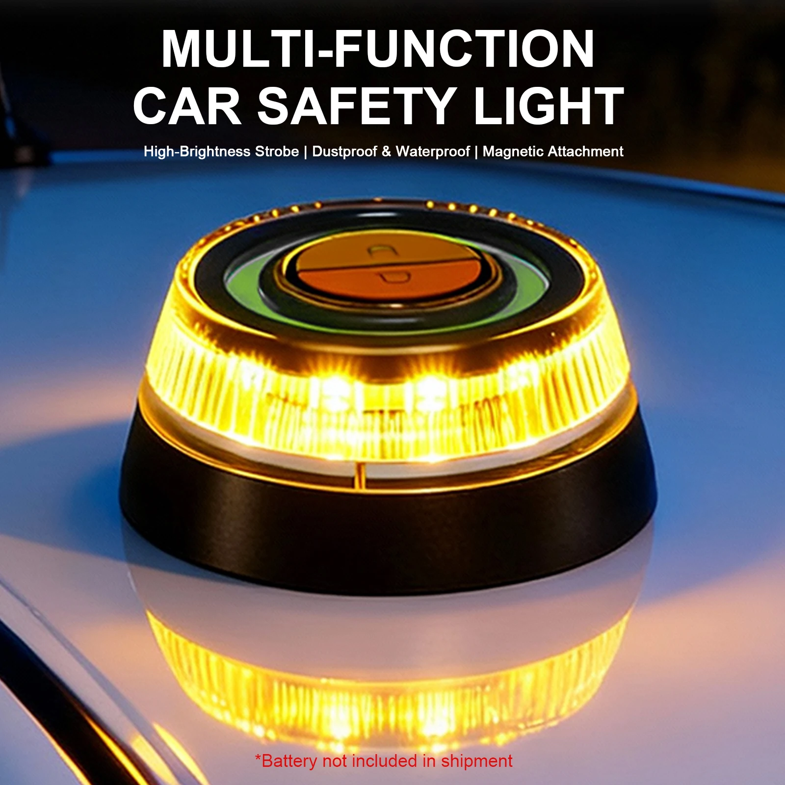 Car Emergency Beacon Light with 2 Light Modes Magnetic Induction Strobe Warning Light for Car Truck LED Flash Safety Signal Lamp