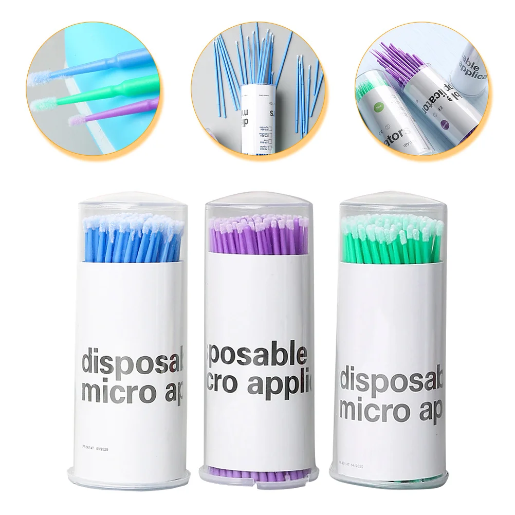 3 Bottles Cotton Swab Cleaning Stick Brushes Applicator Eyelash Extensions Micro Swabs