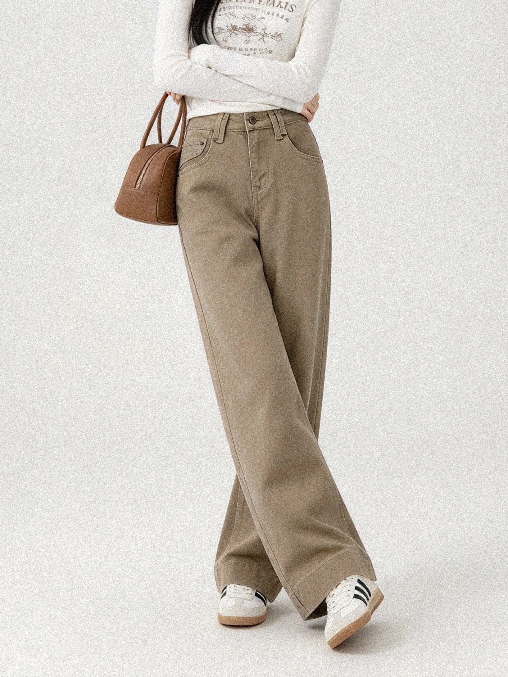 High Waist Wide Leg Jeans Korean Style Casual Straight Cut Slimming Nine Point Pants Autumn New Arrival Ladies Jeans