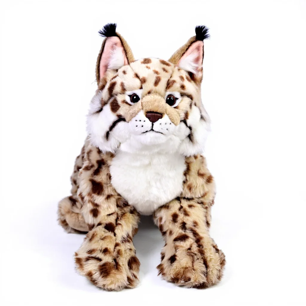 Large Simulated Bobcat Lynx Plush Toy Super Soft Lying Wildlife Doll Home Decor Pillow Children and Adult Gift