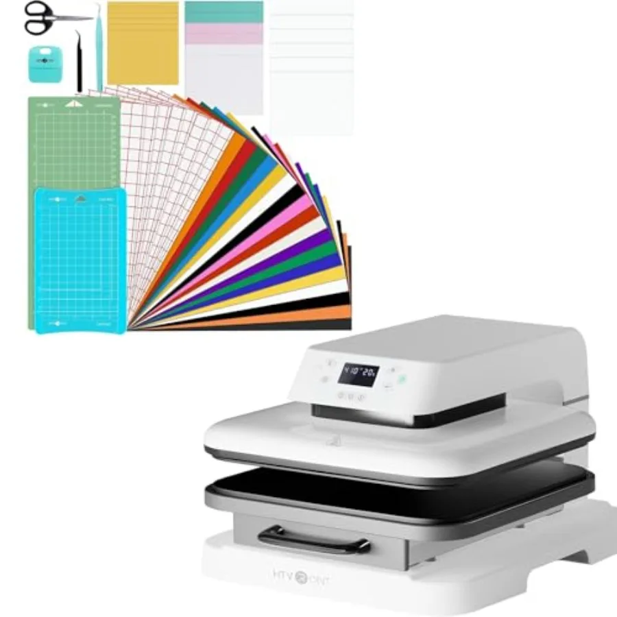 Auto Heat Press Machine for T Shirts and 38 Pcs Accessories Bundle for Cricut Joy