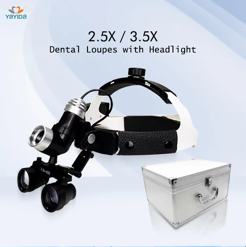 Adjustable Dentist Surgical Headlamp 2.5/3.5X 5W LED Lamp Binocular Loupes 320mm-420mm Working Distance Dental Tool