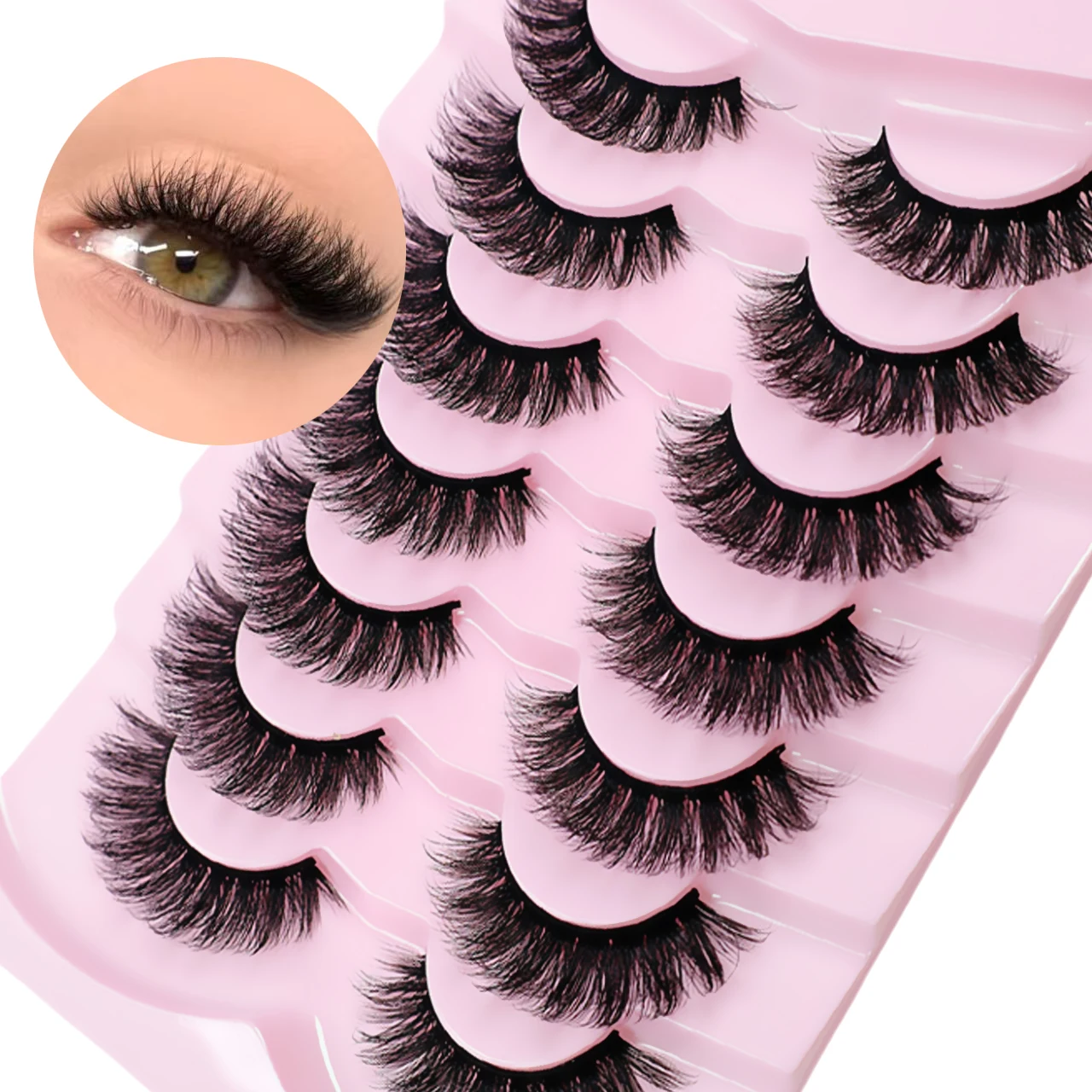 7 pairs of luxurious eyelashes - natural thickening effect, super thick C-roll eyelashes, 10-15 millimeters handmade cat eye sty