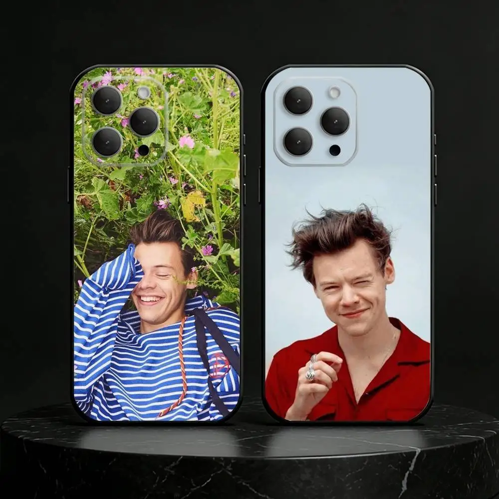 

singer H-Harry S-Styles Phone Case For iPhone 17,16,15,14,13,12,11 Plus,Pro Max,SE4Soft Silicone Black Cover