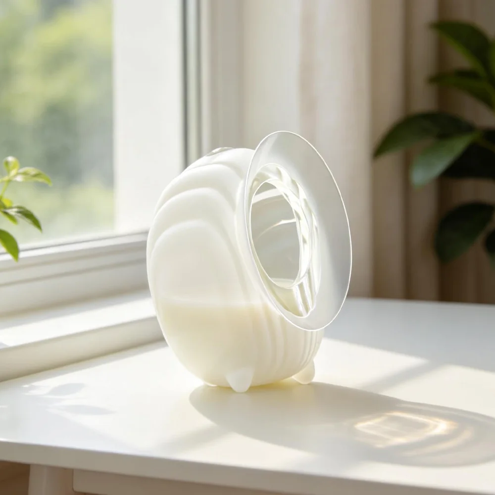 New Soft Full Silicone 80ml One-piece Integrated Breast Milk Collector with Stand and Scale, Portable Breast Shield Breast Shell